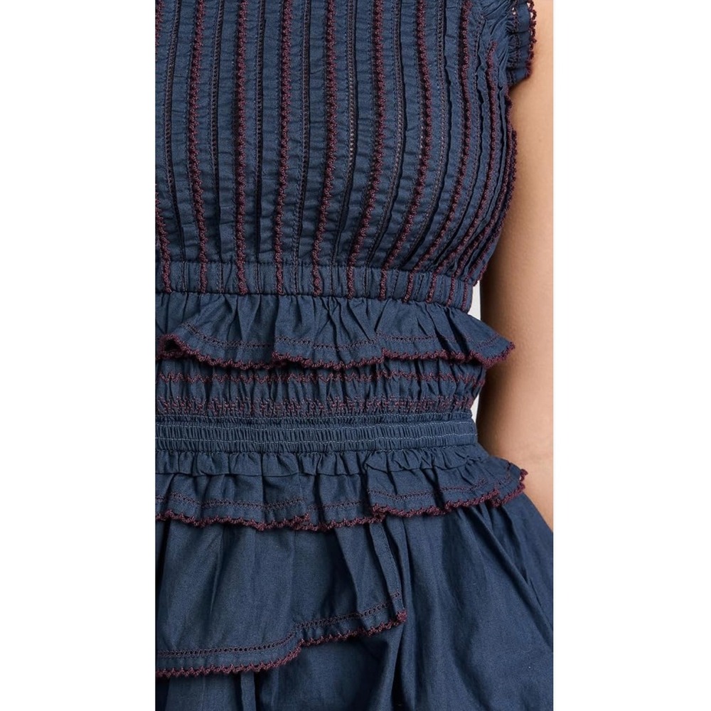 SEA New York Navy Blue Ruffled‎ Tiered Smocked Dress Size 4 - Picture 4 of 10